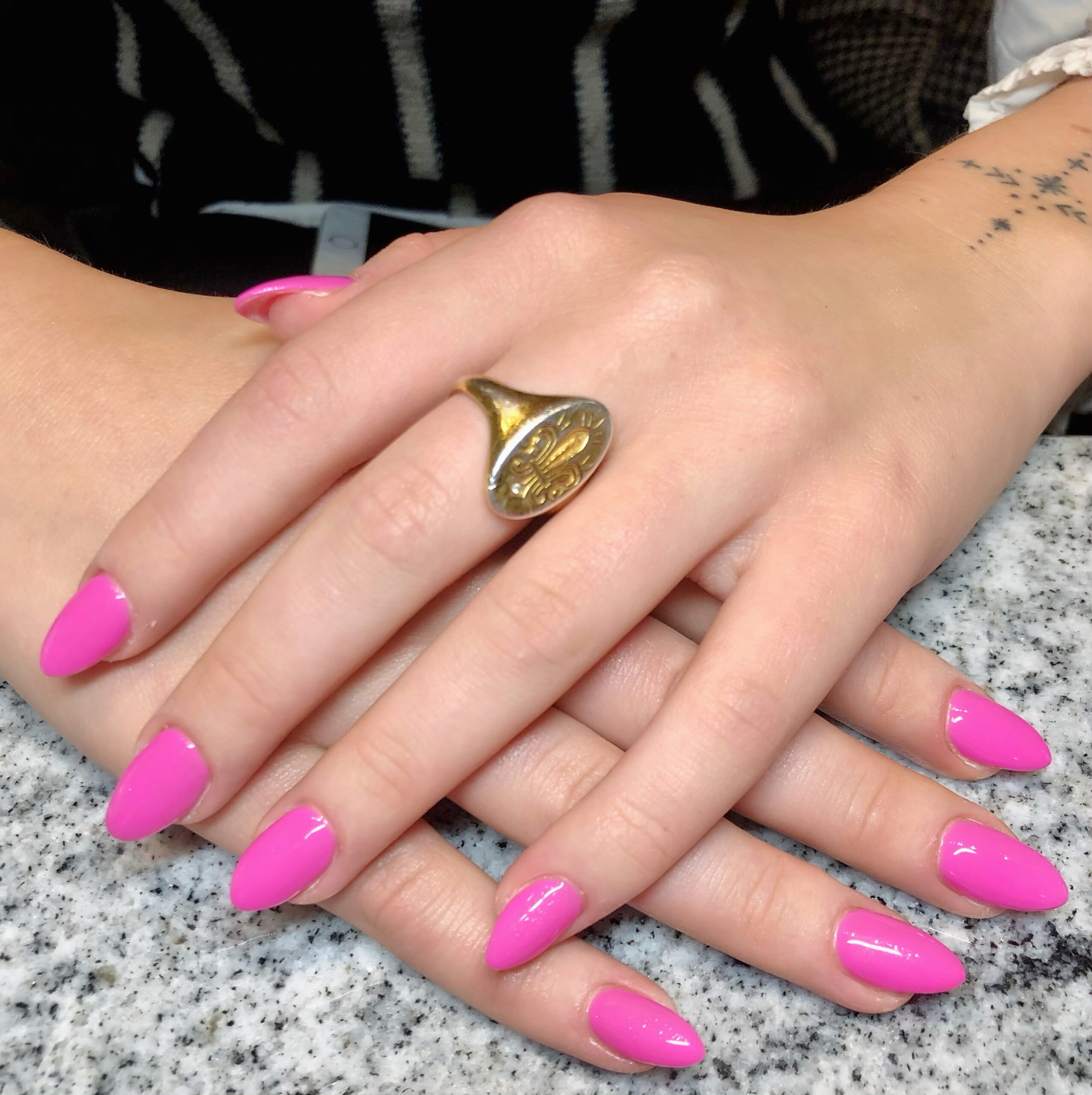 Gel Nails with Bright Pink