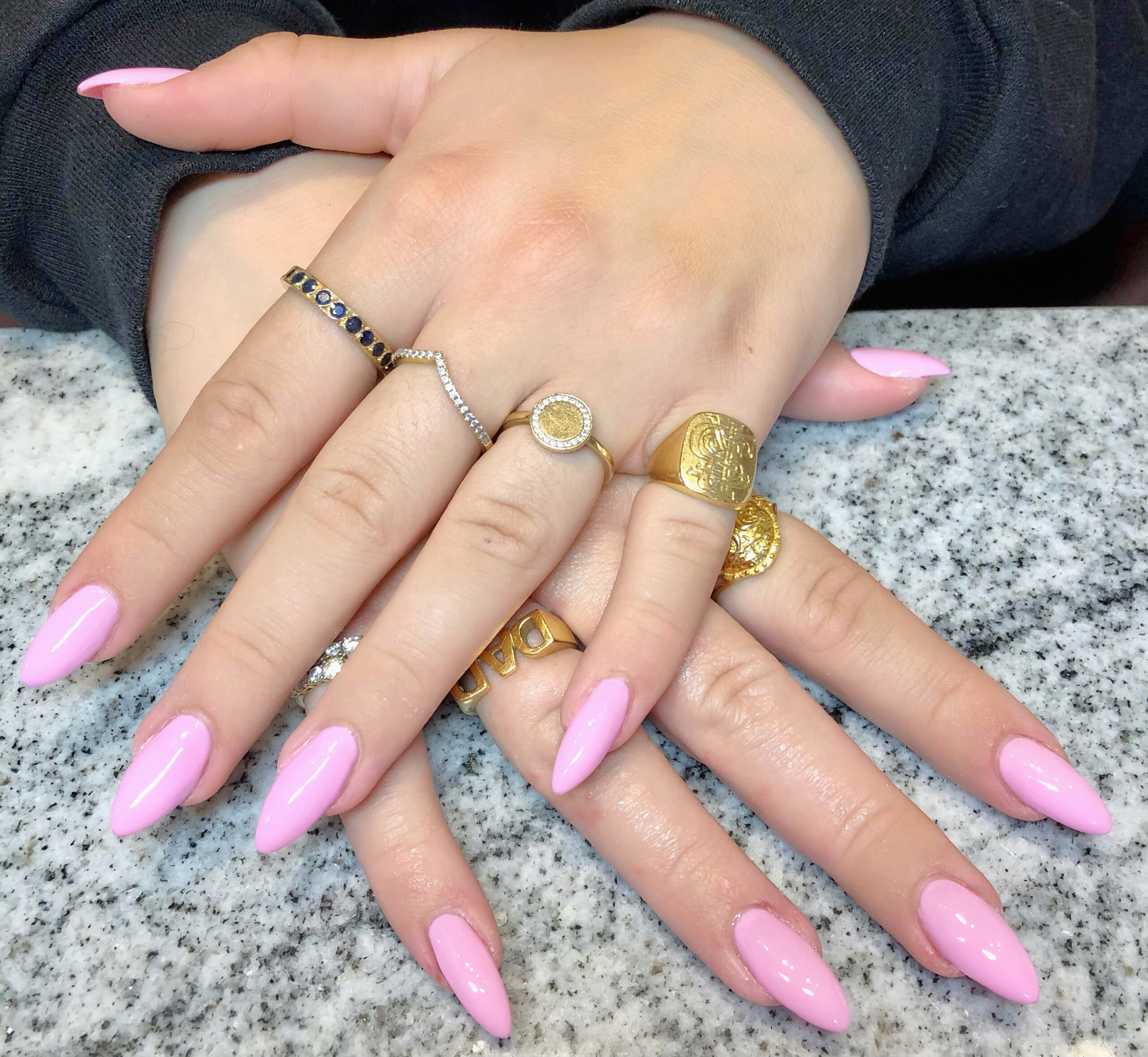 Gel Nails with Bright Pink Color